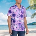 thumbnail image 3 of Disketp Hawaiian Shirts For Men,Violet Print Mens Casual Short Sleeve Button Down Shirts Beach Shirt, 3 of 7