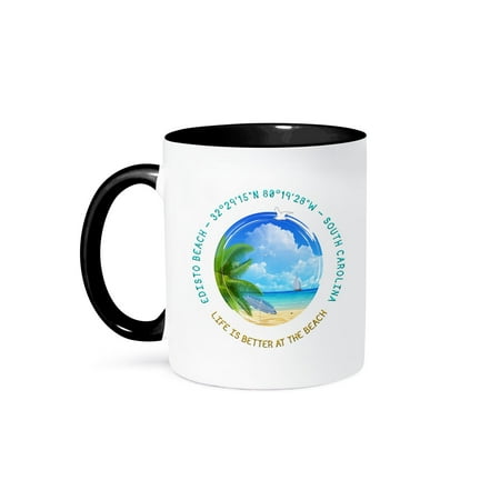 

3dRose Edisto Beach Colleton County South Carolina summer good travel gift 11oz Two-Tone Black Mug