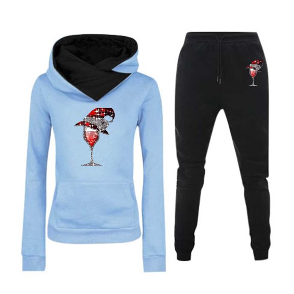 Solid Color Women's Casual Christmas Hoodie Set Long Sleeve Trousers Festive Fashion Outfit Holiday Relaxation Comfortable Wear