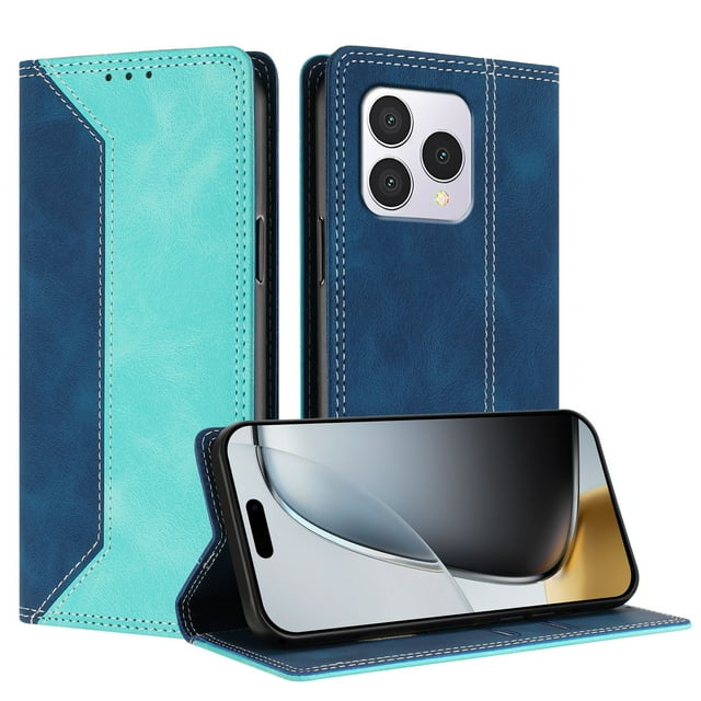 Phone Case for Cubot A40 FOXDOCK Premium Leather,Creative Dual-Color Cover with Card Slot,Shockproof