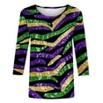 thumbnail image 3 of Pounoo Womens Mardi Gras Tops Mask Graphic Crew Neck 3/4 Sleeve Shirts 3D Print Top Mardi Gras Outfit Carnival Themed Party Tees Gift, 3 of 5