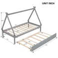 thumbnail image 5 of Twin Bed Frame with Trundle, UHOMEPRO Solid Wood Tent Floor Teepee Bed with Wooden Slats, Twin Size Platform Bed Frame, No Box Spring Needed, Gray, 5 of 13
