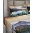 thumbnail image 2 of Ambesonne Nature Fitted & Top Sheet Set with Shams, Winter Mountains Morning, Multicolor, 2 of 4