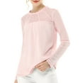 thumbnail image 5 of INSPIRE CHIC Women's Round Neck Casual Blouses Lace Floral Long Sleeve Chiffon Tops 3XL Pink, 5 of 7