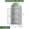 thumbnail image 2 of GangMei 73" Tall Metal Arched Cabinet, Kitchen Pantry Cabinet with Glass Door, Modern Farmhouse Display Cabinet with 2 Adjustable Shelves for Dining Room and Living Room, White, Assembly Required, 2 of 7