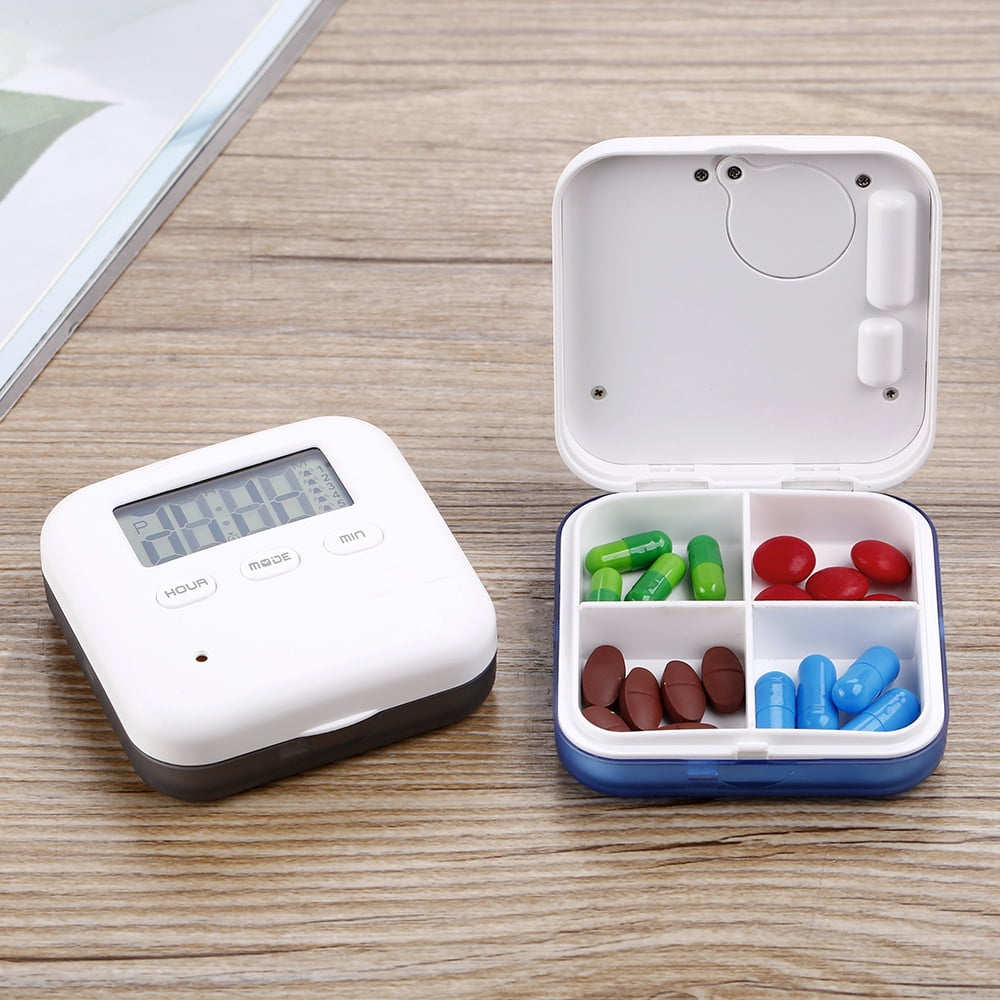 2pcs Portable Pill Organizer with Sound and Vibration Alarm, Weekly Pill Dispenser, Countdown Timer, Pill Box y Medicine Organizer