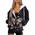 thumbnail image 4 of SCRAWLGOD Galaxy Butterfly Plus Size M Zipper Hoodies for Women Oversized Sweatshirt Long Sleeve Womens Hoodie Graphic Comfy Ladies Hoodies Zip Front for Clubs, 4 of 7