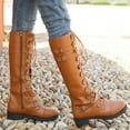 thumbnail image 6 of Stylish Women's Knee-High Boots Zipper Squared Design Lace-Up Buckle Retro Footwear for Ladies, 6 of 6