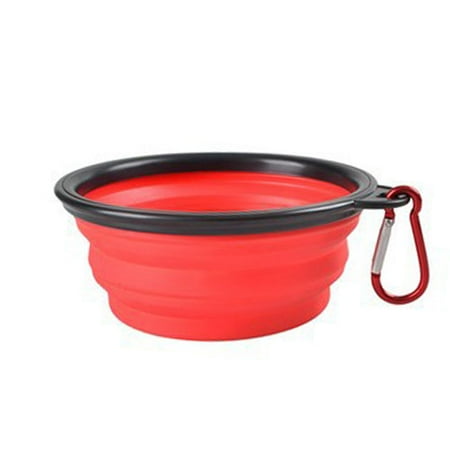 - Jolege Pet Dog Silicone Folding Bowl Food Water Feeding Bowl Red