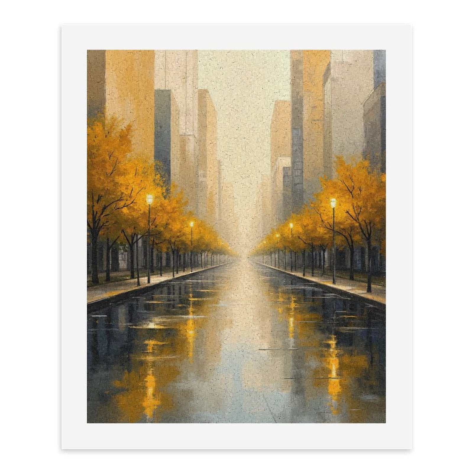 Paint By Numbers Kit for Adults Beginner - City Street Autumn Reflections Art DIY Canvas Painting Kits for Adults, Frameless Paint By Number for Adults for Home Wall Decor 16x20 Inch