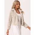 thumbnail image 3 of Abrigo de piel sintética para mujer Allegra K Caqui Claro XL, 3 of 6