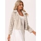 thumbnail image 3 of Abrigo de piel sintética para mujer Allegra K Caqui Claro XL, 3 of 6
