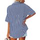 thumbnail image 4 of Sonducket Camisa de mujer Media manga Raya Raya Blusa Bolsillos Botón Blusa Bolsillos Botón Cuello en V Top Prendas para la parte del cuerpo azul marino L Sonducket AP003125-23, 4 of 6