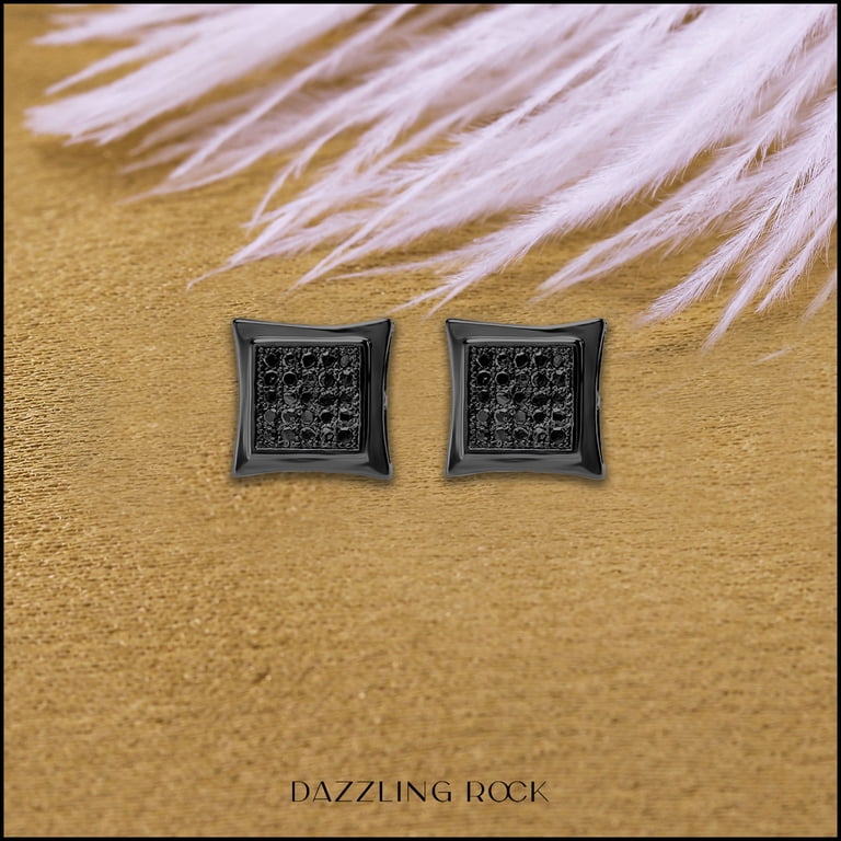 Dazzlingrock Collection Men's Iced Out Stud Earrings - 0.05ctw Black Rhodium Plated Sterling Silver