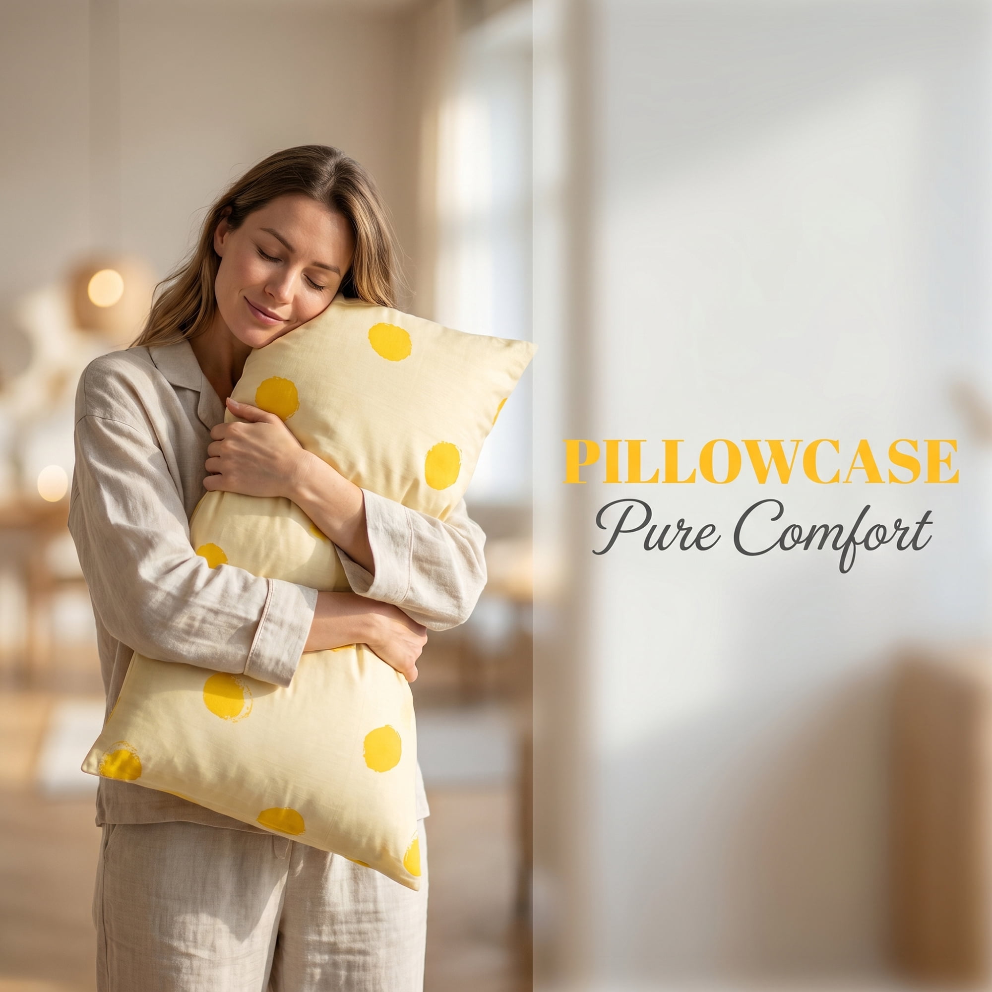 Unique Bargains 2 Pcs Cotton Pillowcase Cooling Envelope Closure Wrinkle Resistant Yellow