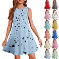 thumbnail image 1 of Girls' Summer Dress Kids 2025 Sleeveless A-Line Summer Dress with Print Casual Loose Fit for Beach and Daily Wear ,Sie:110, 1 of 7