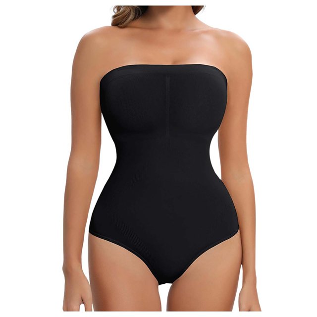 BYHONG Corset Sans Couture pour Femmes Justaucorps String avec Bretelles Réglables pour Confort et Style Noir P