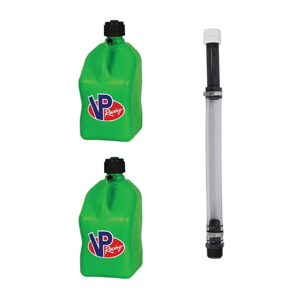 VP Racing Fuels 5.5 Gallon Utility Jugs (2 Pack) with 14 Inch Hose, Green