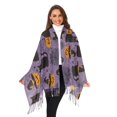 thumbnail image 3 of FORMRS Womens Scarf Winter Soft Long Big Warm Shawls Wrap Tassel Scarves, Purple Halloween Black Cat, 3 of 9