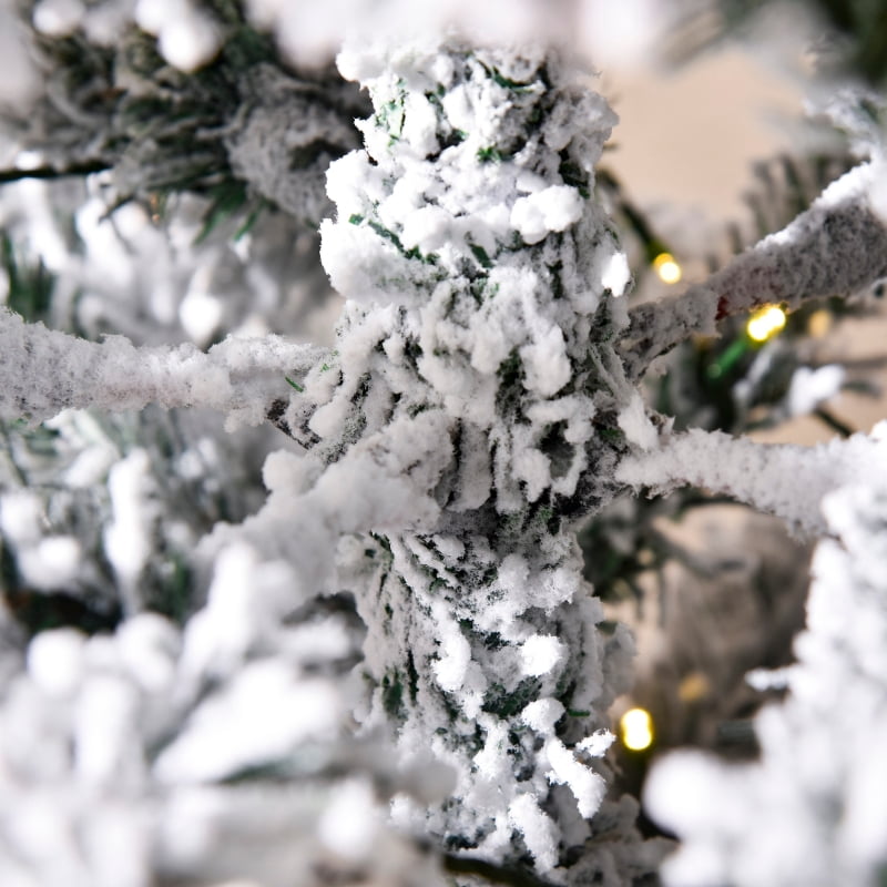 Alvantor Christmas Tree Pre-Lit Snow-Flocked Slim Douglas Fir 26.75"x26.75"x72" 6ft White