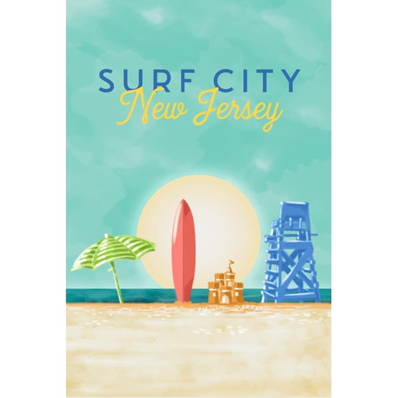 New Jersey, Surf City (12x18 Wall Art Poster, Room Decor)