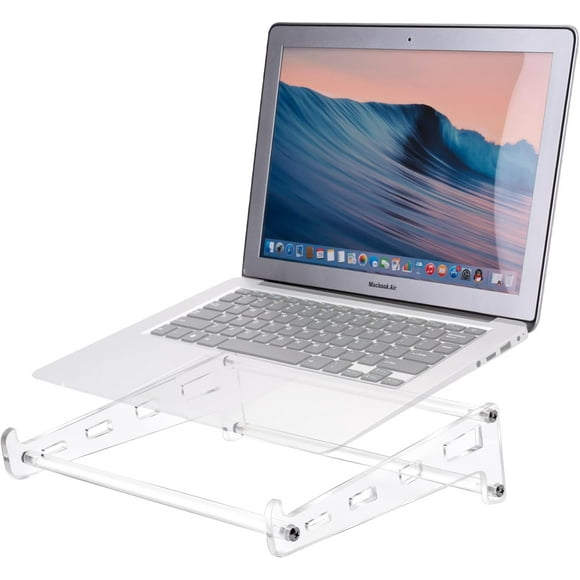 SDES-Acrylic Laptop Stand for Desk, Clear Ventilated Computer Stand Holder for Desk, Ergonomic Acrylic Sturdy Laptop Riser Compatible with MacBook Air Pro Dell Lenovo Thinkpad ASUS 9-16 Inch
