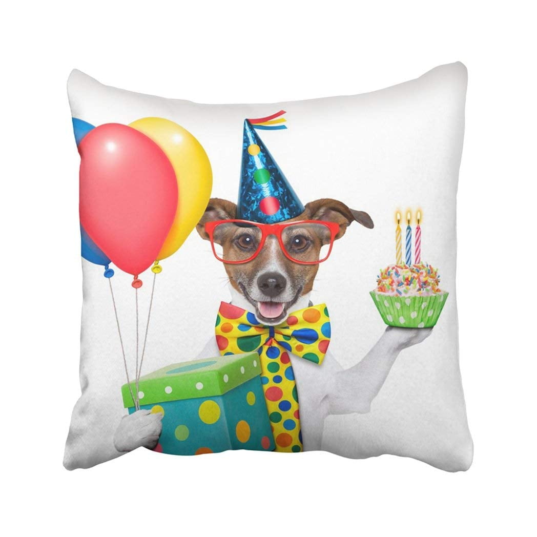 16x16 Multicolor Today is my dog's birthday Funny puppy party Throw Pillow