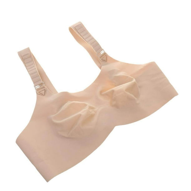 facefd Sexy Special Pocket Bra For Silicone Breast Form False Boob Bra 90C  Beige 