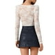 thumbnail image 3 of INSPIRAR CHIC Top de Bodysuit de Encaje Transparente de Manga Larga Versátil M Blanco, 3 of 6