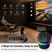 Karaoke Machine with Two Wireless Microphones, Portable Bluetooth Karaoke Speaker for Adults Kids, PA System Set with Bass/Treble Mode, 360° Degree Party Lights, Support FM/AUX/USB/6.35mm for Home TV