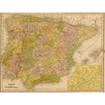 thumbnail image 2 of Vintage Maps 32x26 White Modern Wood Framed Museum Art Print Titled - Spain and Portugal, 2 of 4