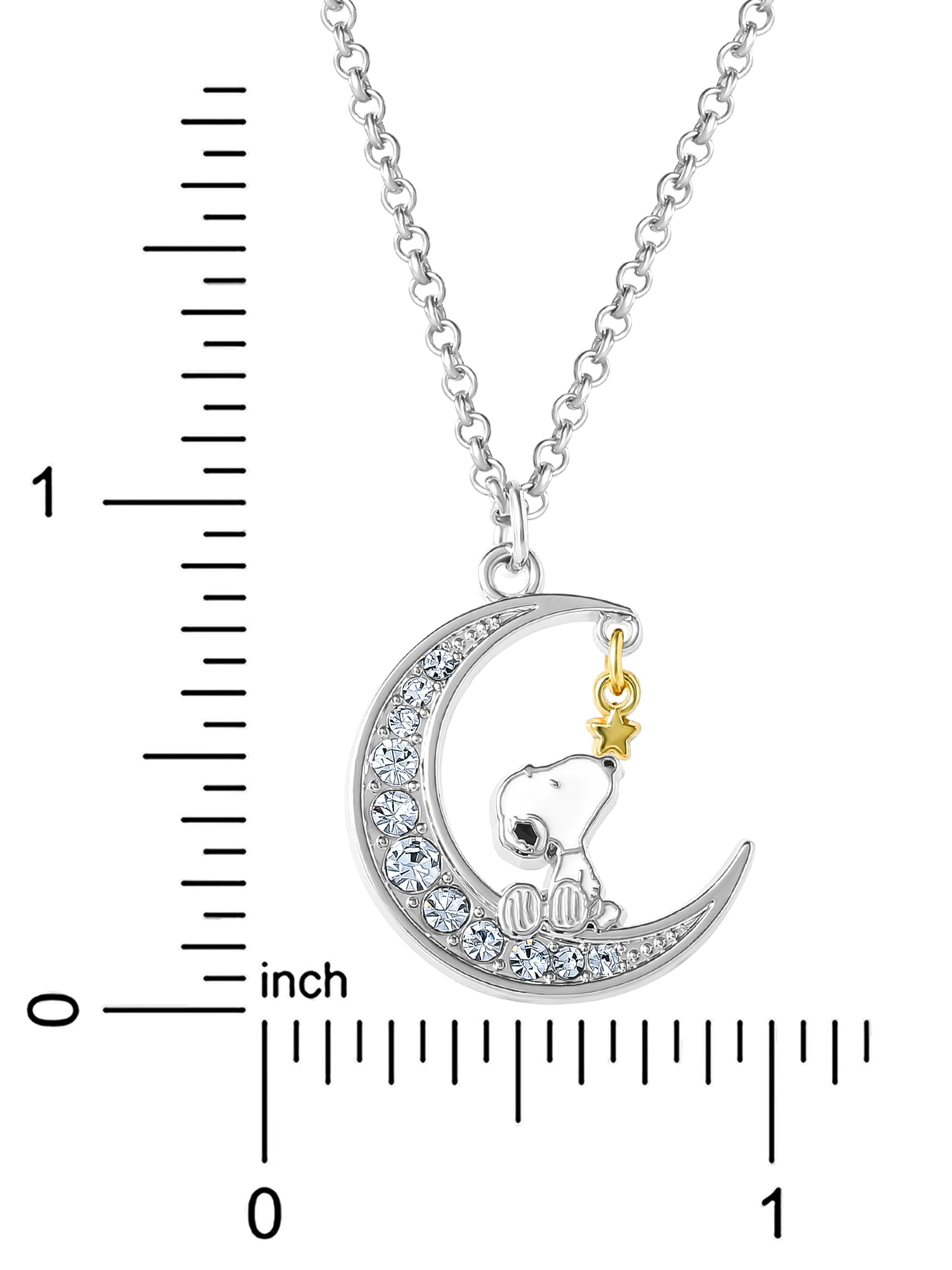Peanuts Snoopy Moon & Star Pendant Necklace with Adjustable Chain for Versatile Wear