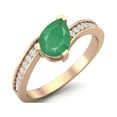 thumbnail image 2 of 7x5MM Pear Shape Natural Green Emerald 925 Sterling Silver Rose Vermeil Solitaire Mother's Day Gift Ring, 2 of 4