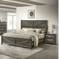 thumbnail image 2 of Rustic Gray Famhouse Design Headboard Queen FB Eastern King Size Bed 2x Nightstands Bedroom Furniture, 2 of 10
