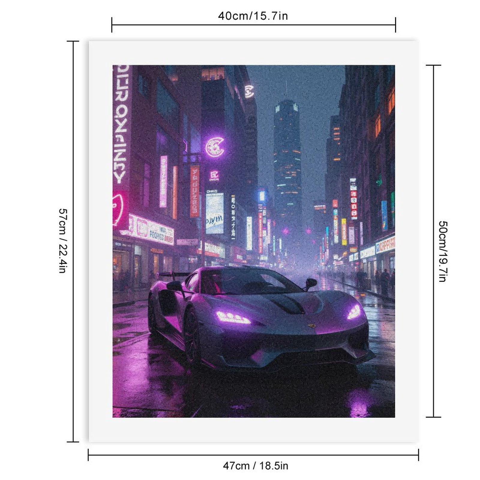 Paint By Numbers Kit for Adults Beginner - Sleek Car Neon City Night Drive DIY Canvas Painting Kits for Adults, Frameless Paint By Number for Adults for Home Wall Decor 16x20 Inch