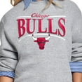 thumbnail image 3 of Women's Starter Gray Chicago Bulls Arch Stripe Fleece Crewneck Sweatshirt, 3 of 3