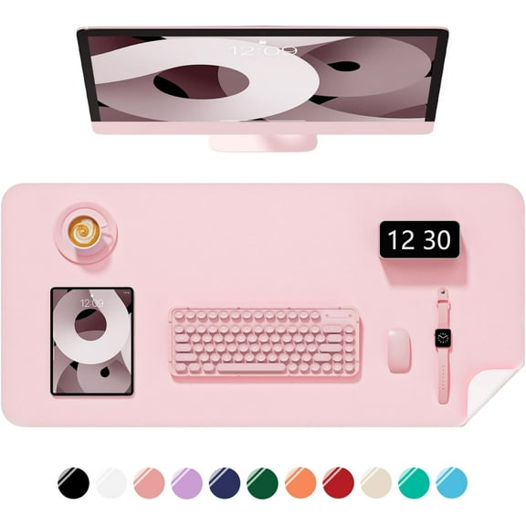 Kiibsot Desk Pad, 23.6" x 13.8" PU Leather Non-Slip Desk Mat Large Mouse Pad for Desktop, Waterproof Laptop Computer Writing Mat for Office, Home, Work, Gaming