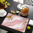thumbnail image 3 of Pink Marble Gold Line Pattern Summer Placemats Table Placemats Set Of 6-Linen Kitchen Washable Placemats Table Mats 11.8"x17.7" Non-Slip Heat Resistant, 3 of 5