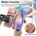 thumbnail image 6 of Dteck for Galaxy A16 5G Case Wallet with RFID Blocking Card Holder for Women Men, PU Leather Magnetic Snap Flip Zipper Strap Wallet Phone Case for Samsung Galaxy A16 5G,Pink, 6 of 10