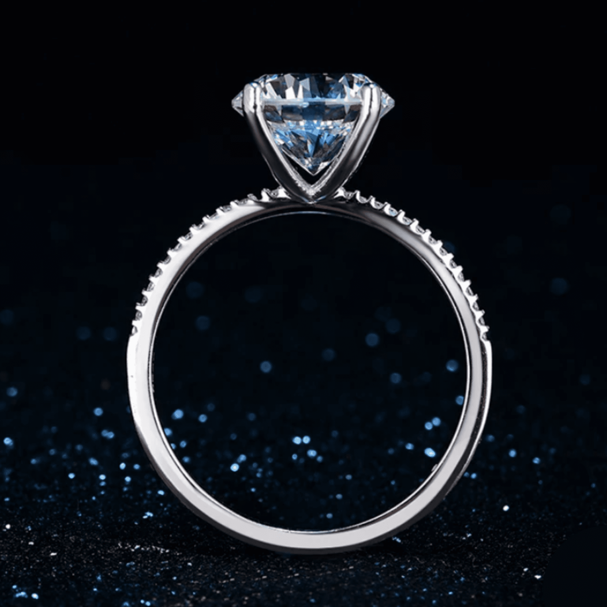 Stunning 14K Gold Plated Sterling Silver 3Ct Round Cut Solitaire Cubic Zirconia Diamond Pave Ring for Women Bridal Promise Engagement Wedding Anniversary