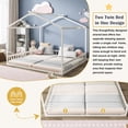 thumbnail image 4 of Bellemave Double Twin Floor Bed for 2 Kids, Wood Montessori Floor Bed Frame with Safety Guardrails, Low‑Profile House‑Shaped Design, No Box Spring Needed for Toddlers Boys and Girls Teens, White, 4 of 13
