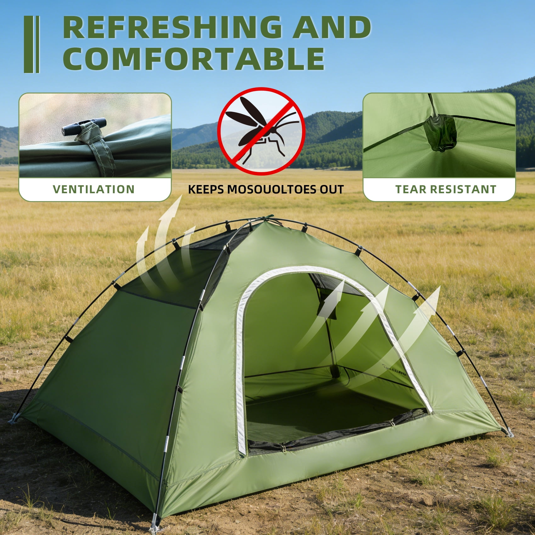 Croosse Camping Tent for 2 Person - Lightweight Two Person Tents with Rainfly for Camping, Hiking, Backpacking