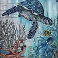 thumbnail image 5 of Orinice  Nautical Sea Turtle Shower Curtain for Bathroom Ocean Themed Octopus and Jellyfish on Vintage Rustic Wood Shower Curtain with 10 Hooks Sea Life Bathroom Curtains Shower Se 69x72, 5 of 7