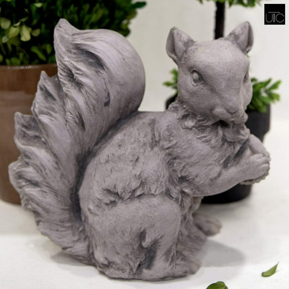 Urban Trends Collection  Cement Sitting Squirrel Figurine with Head - Gray