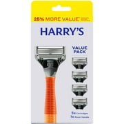 Harry's Original Shaving Razor for Men with 5 Razor Blade Refill Cartridges, Ember Orange