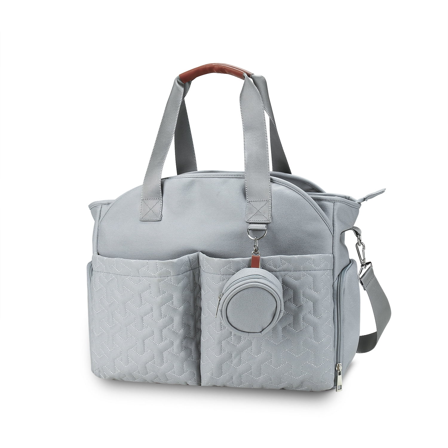 SPEKSEE Diaper Bag Tote with Pacifier Holder Case for Mom and Dad, Multi-Function Travel Diaper Bag with Adjustable Shoulder Strap and Insulated Pockets