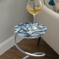 thumbnail image 2 of Nevin Modern Round Spiral Base Drink Table, Silver with Blue Agate Top, 2 of 10