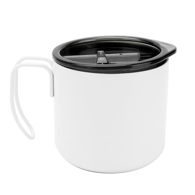 Taza de café de 350 ml con tapa Taza de té de aislamiento térmico de doble capa de acero inoxidable para viajes de oficina en casa Blanco
