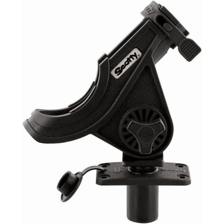 Black Rod Holder with 244 Flush Deck Mount for Baitcaster and Spinning Reels
