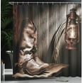 thumbnail image 4 of Ambesonne Western Shower Curtain, Vintage Cowboys Bench, 69"Wx84"L, Brown, 4 of 5